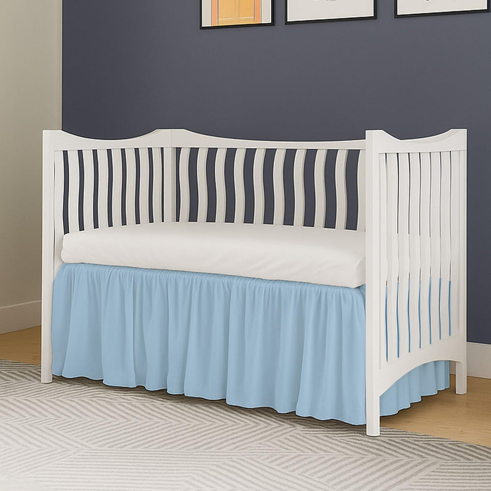 MD Home Decore light blue nursery skirt adds gentle color to decor