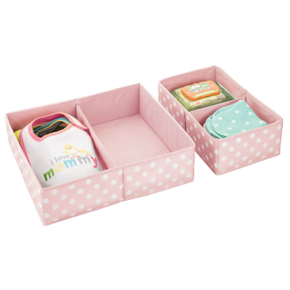 mDesign baby closet bin keeps bibs and blankets neatly together.