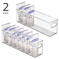 mDesign breast milk storage bin in clear plastic for organized feeding essentials.