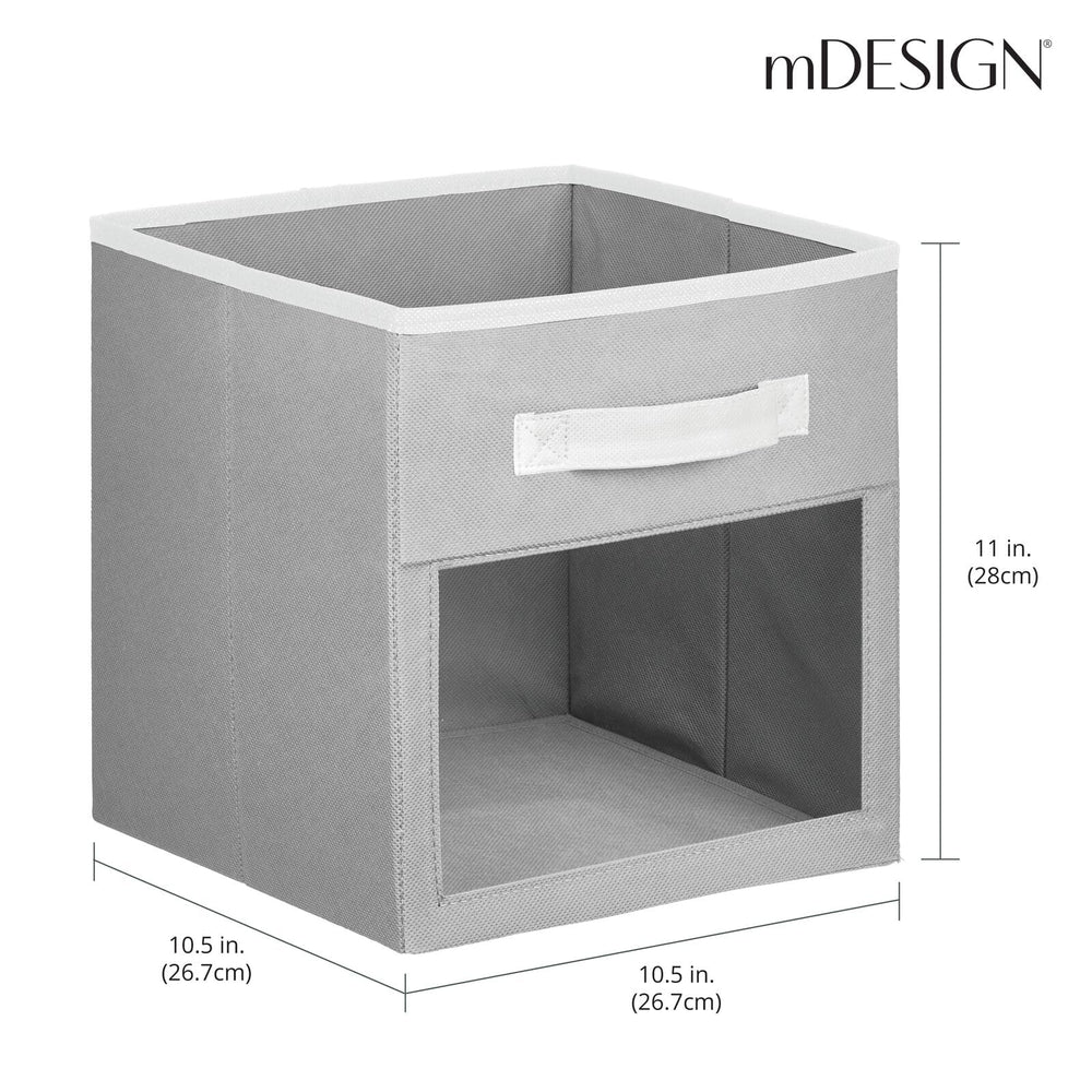mdesign collapsible-bin-gray-white saves space when not in use.