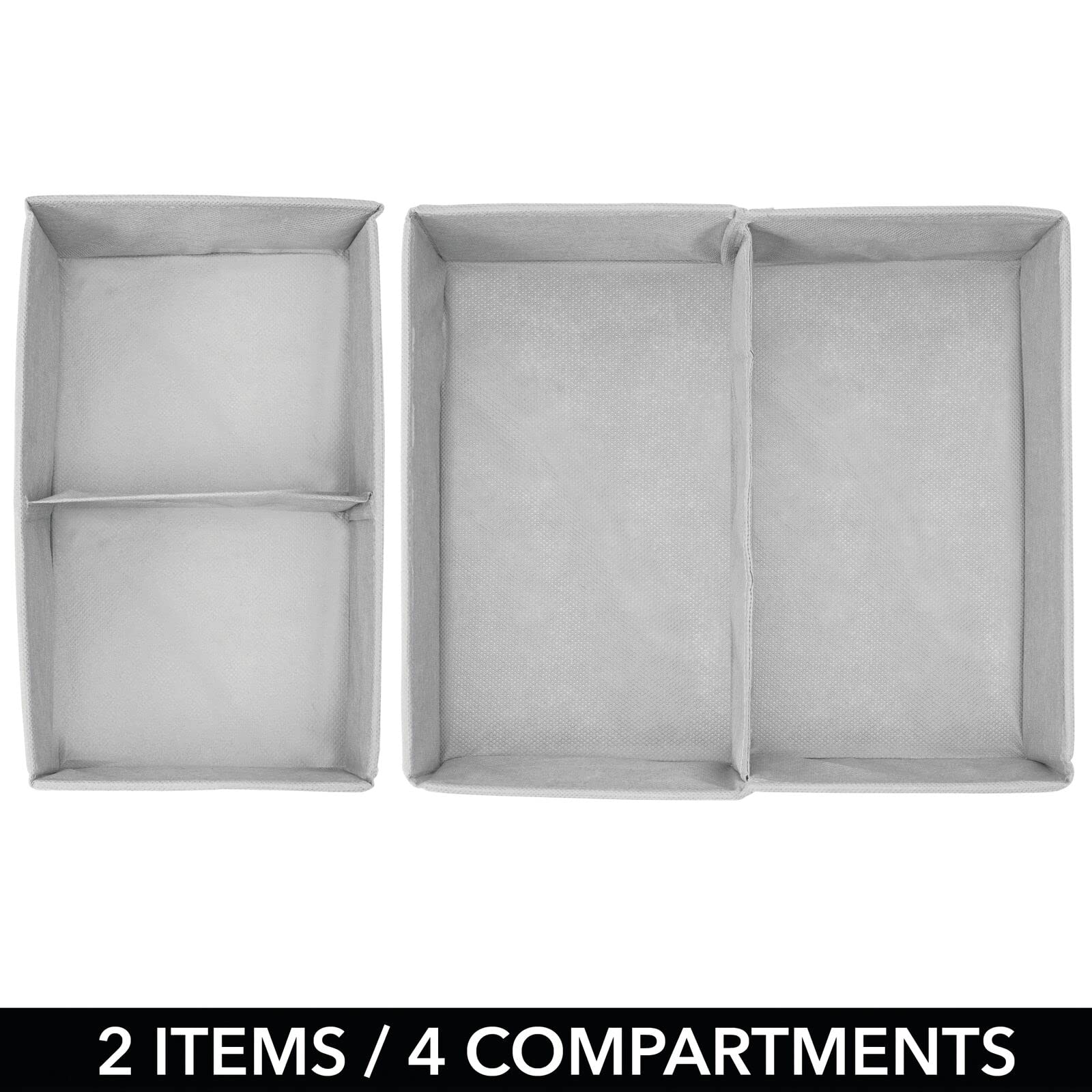 Soft fabric with gentle edges for little hands by mDesign fabric drawer organizer bin.