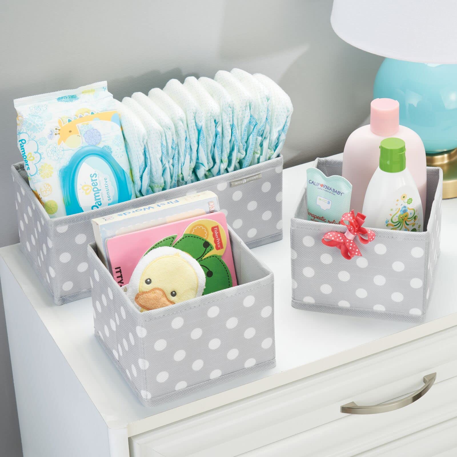 mdesign fabric drawer organizer folded-flat design saves space when not in use