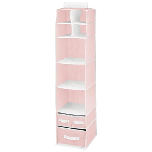 mDesign Fabric Hanging Organizer over-rod front view for space-saving nursery storage.