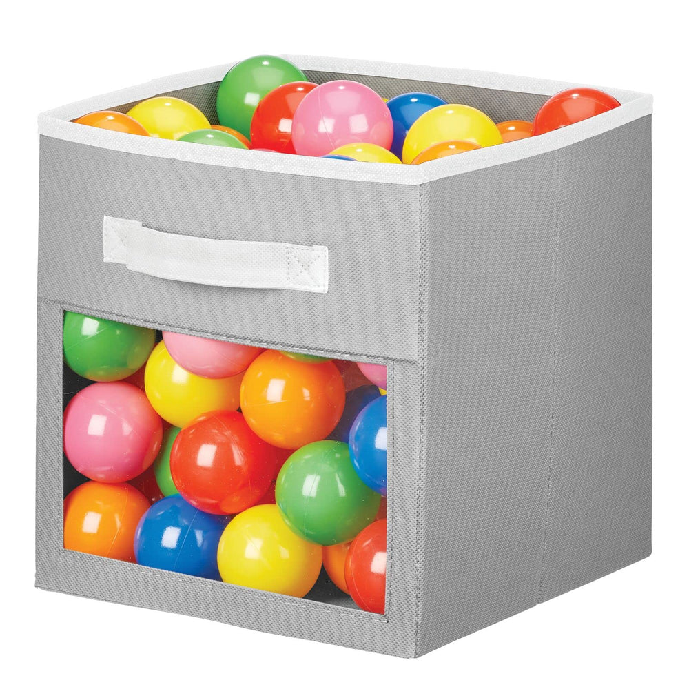 mdesign front-handle-bin enables easy removal from cubbies for quick access.