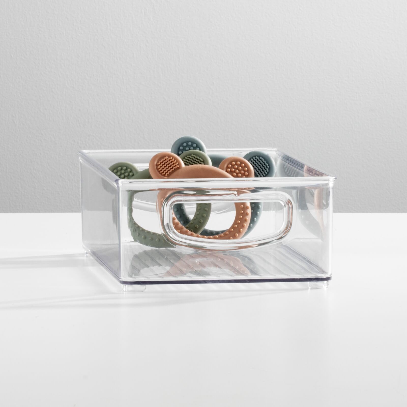mdesign ligne collection clear bin in cabinet for organized nursery and kitchen storage