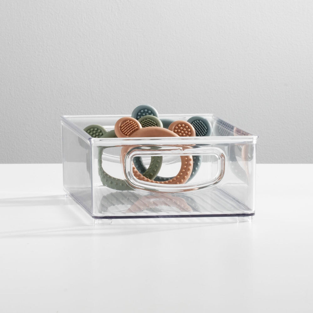 mdesign ligne collection clear bin in cabinet for organized nursery and kitchen storage