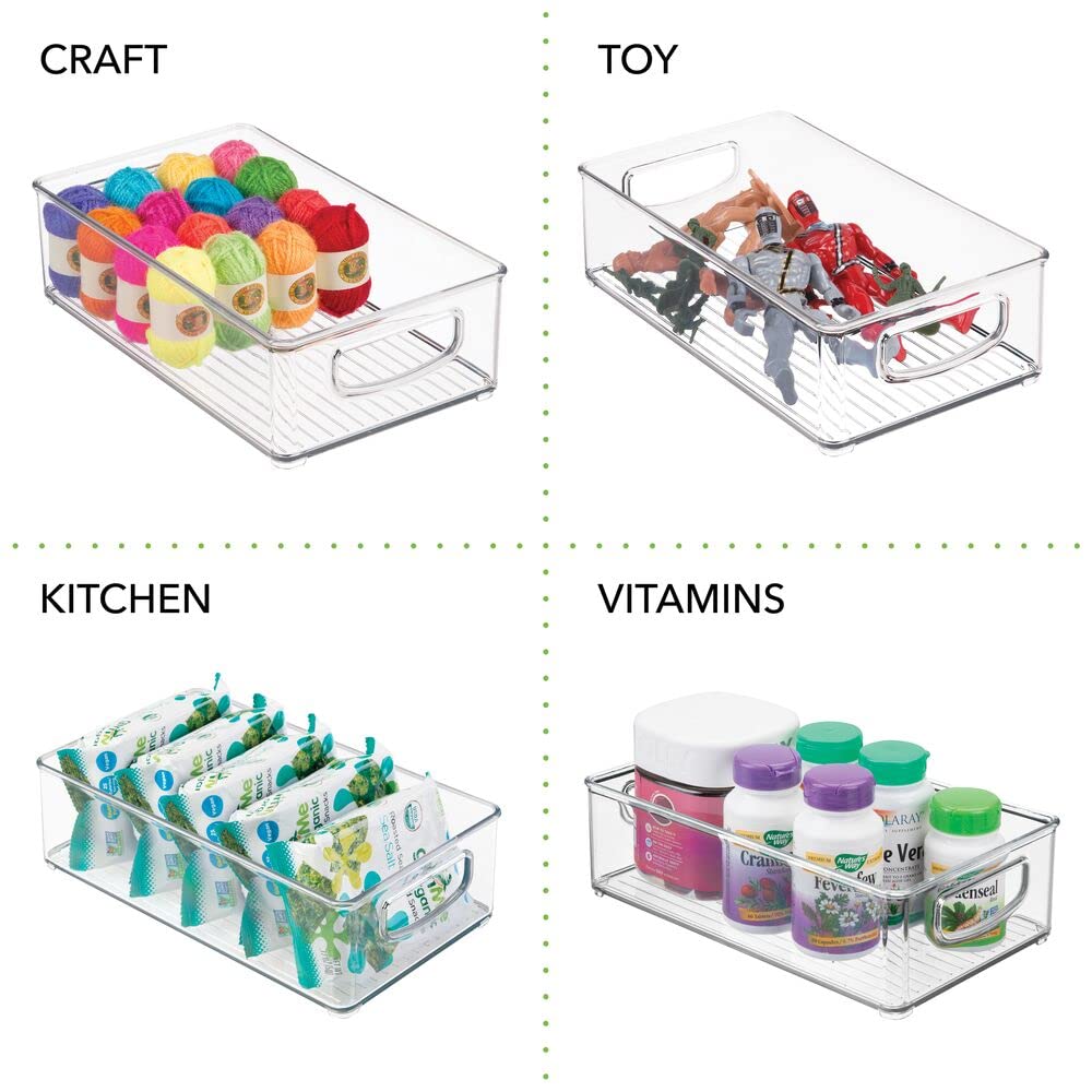 mdesign ligne collection clear bin on shelf keeps canned foods organized