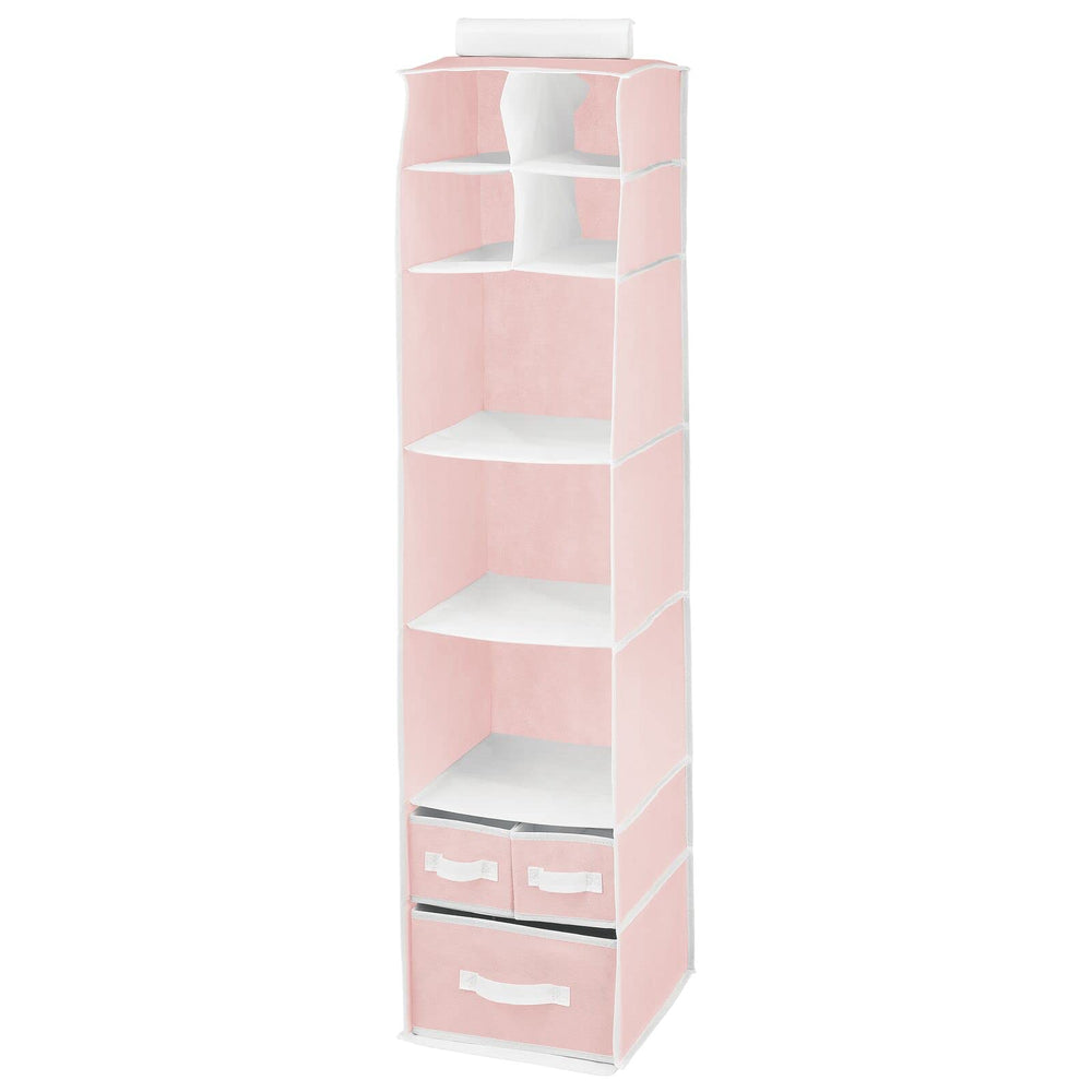 mDesign Hanging organizer for nursery or bedroom keeps clothes organized.