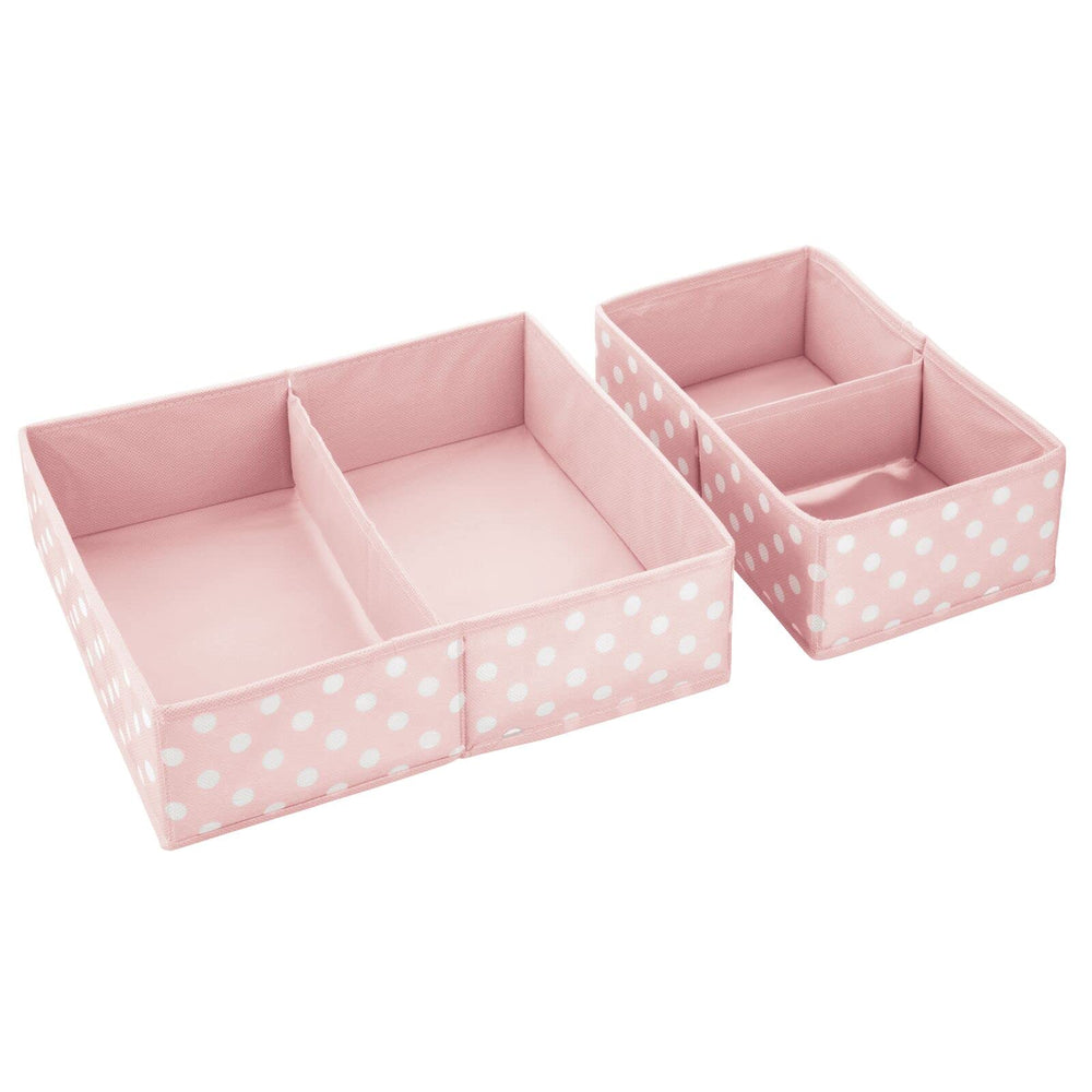 mDesign pink polka dot fabric close-up highlights soft finish.