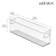 mDesign raised-foot stackable bin showing compact, space-saving vertical storage.