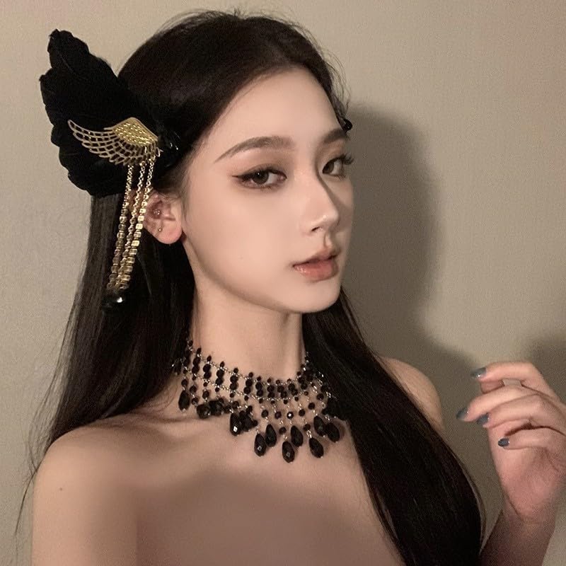 mdgfge feather hair clip metal alloy frame detail for durability