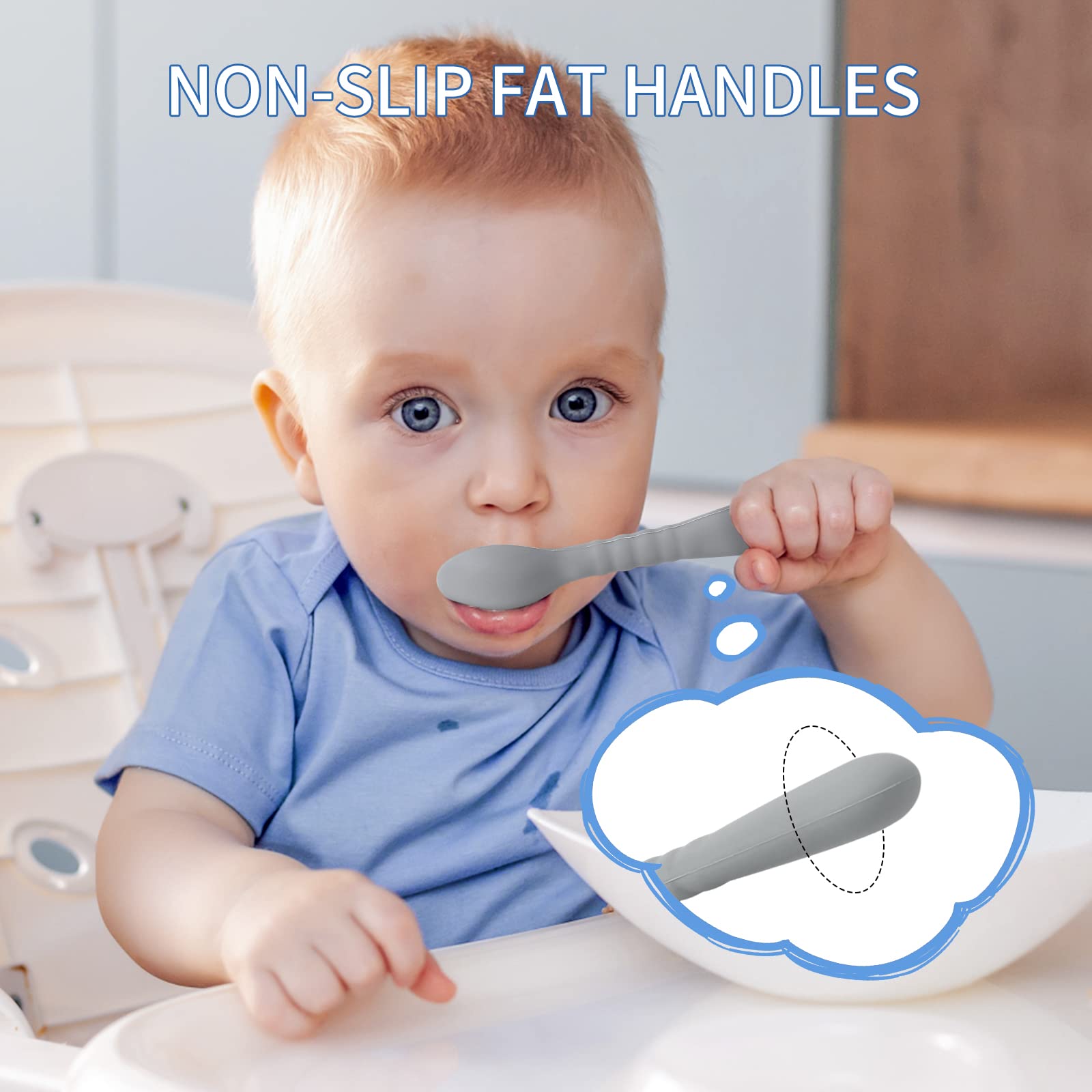 ME.FAN colorful spoons engage babies and make mealtime more enjoyable.