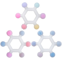 Meartchy 3Pack teether hexagonal massage with six textured nubs for gum massage.