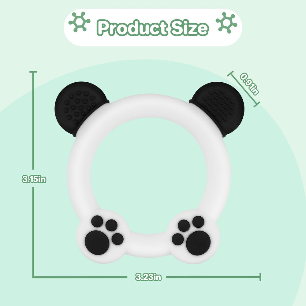 Meartchy bear teether green; colorful silicone teether promotes grasping and soothing.