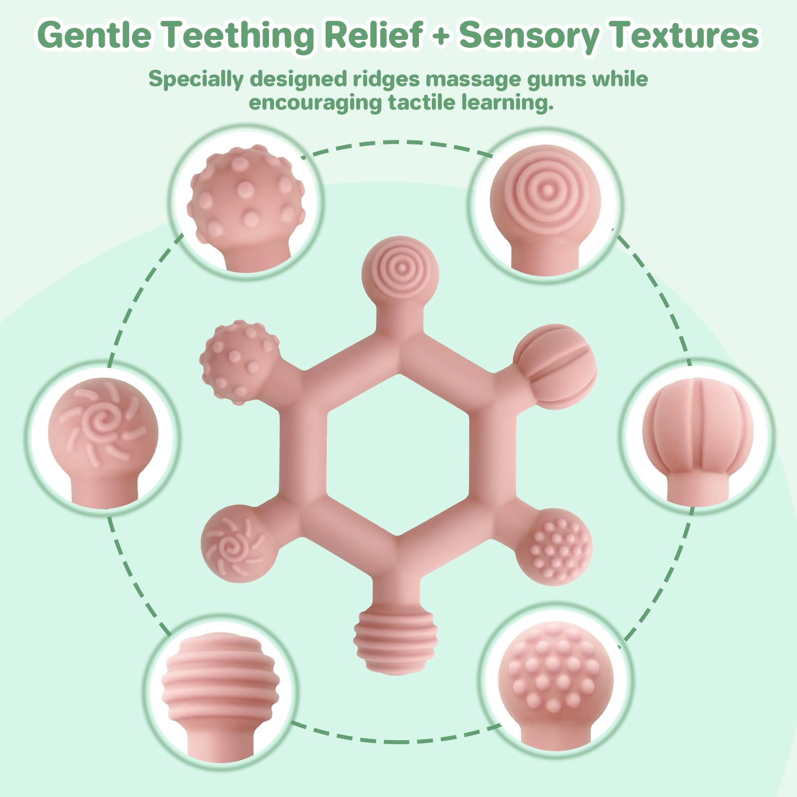 Meartchy teething toy highlighting BPA-free material for baby safety