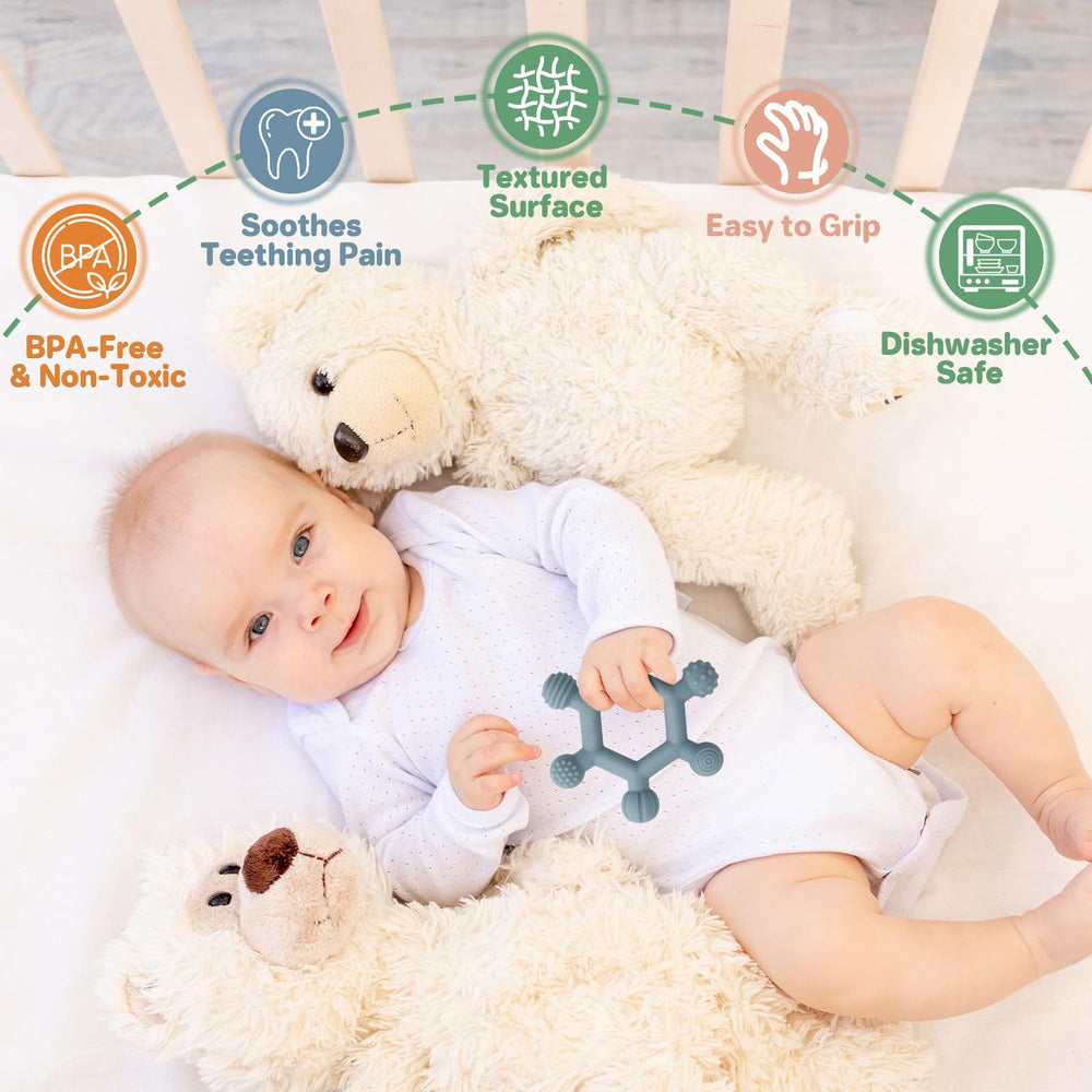 Meartchy teether made from food-grade silicone for safe mouthing