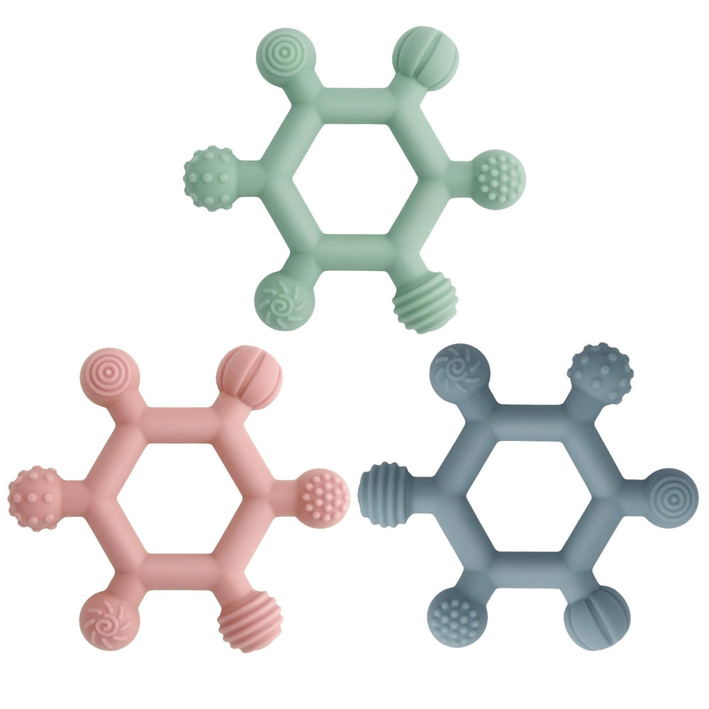 Meartchy teething toy hexagonal massage design soothing gums