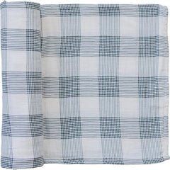 Mebie Baby Coastal Plaid Swaddle full blanket, soft and breathable for comfy newborn swaddling