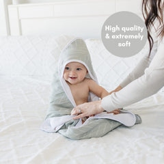 Mebie Baby hooded towel pattern Desert Sage adds stylish bath-time detail