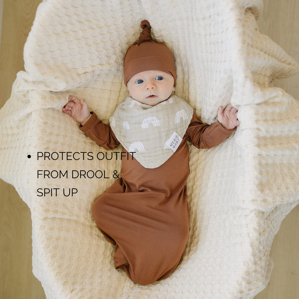 Mebie Baby muslin bib bandana style adds cute, breathable coverage