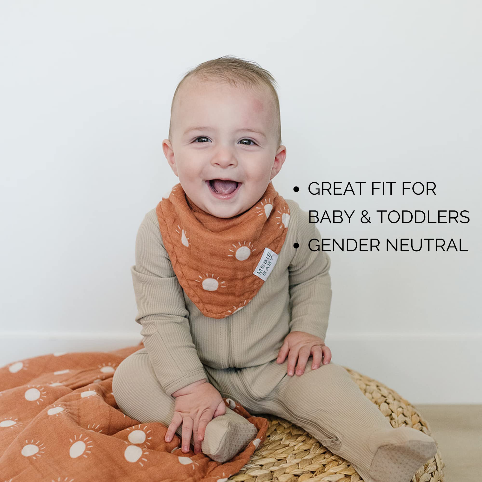 Mebie Baby muslin bib easy-on-off design for quick dressing
