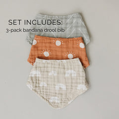Mebie Baby muslin bib in neutral colors complements outfits