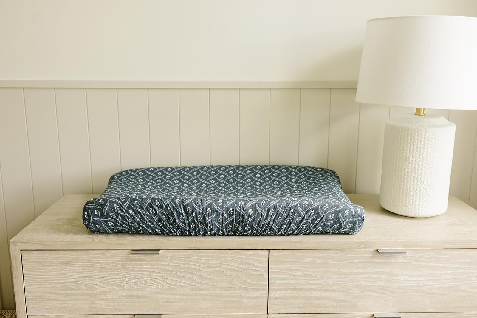Mebie Baby Navy Berry muslin close-up showing soft fabric texture and durability.