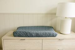Mebie Baby Navy Berry muslin close-up showing soft fabric texture and durability.