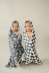 Close-up of soft cotton muslin texture on Mebie Baby hooded towel