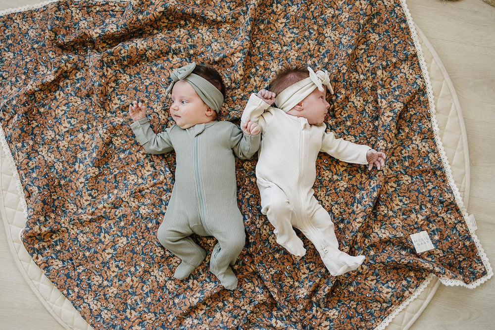 Mebie Baby 47x47 blanket on crib, large coverage for baby or toddler.