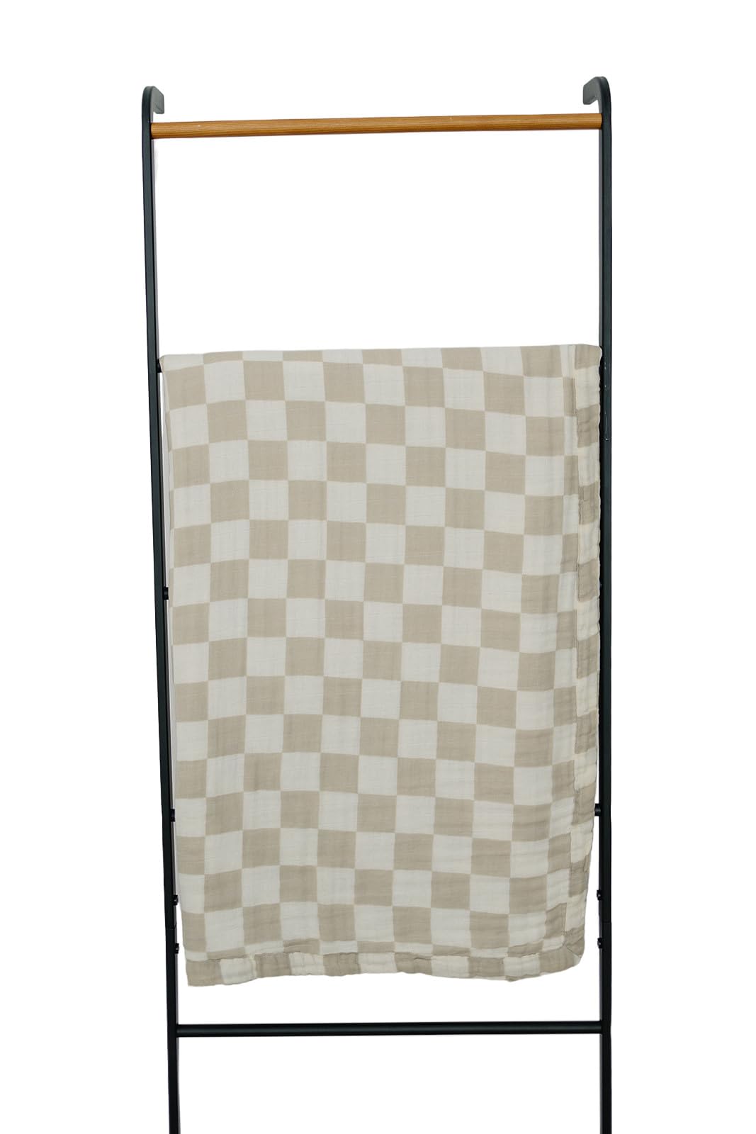 Mebie Baby muslin quilt taupe checkered folded for cozy snuggles and easy care