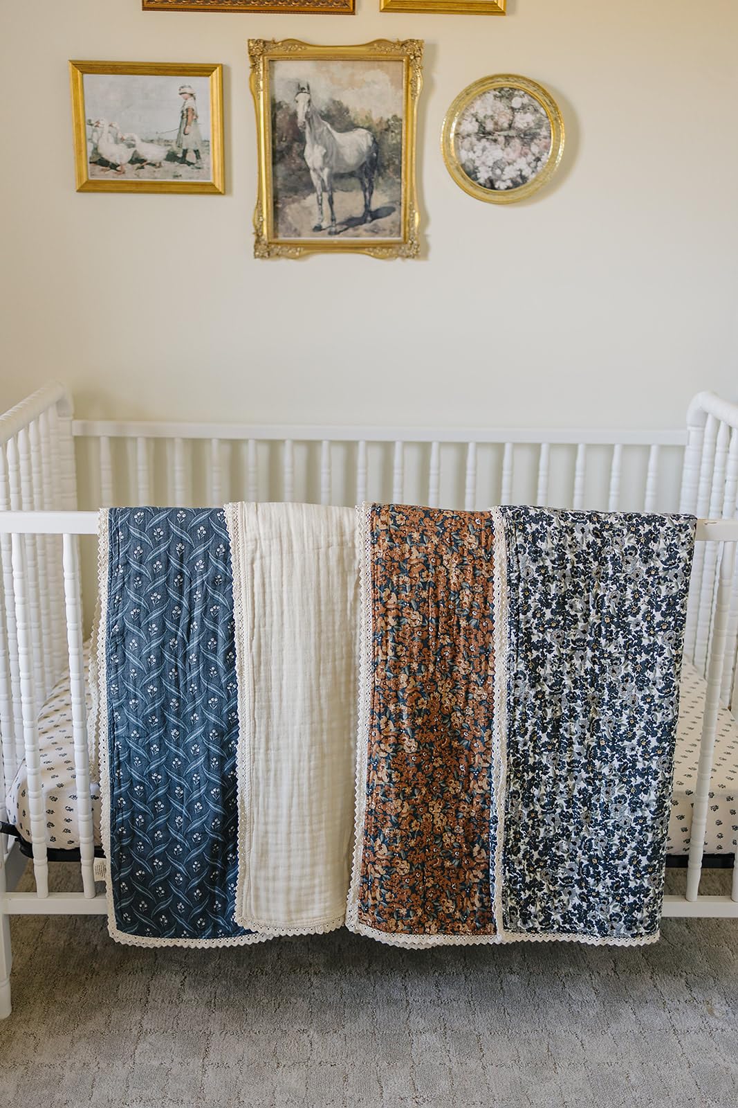 Mebie Baby muslin quilt used as swaddle, multi-use from infancy to toddlerhood.