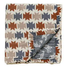 Mebie Baby muslin quilt with Western Aztec design, soft breathable blanket for swaddling and naps