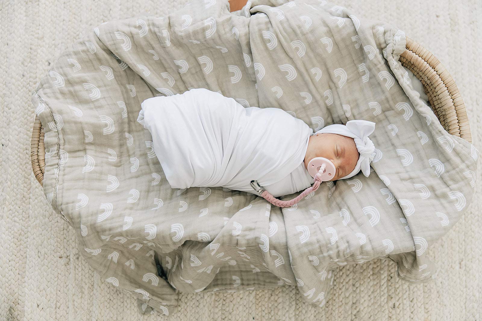 Mebie Baby rayon-spandex blend provides soft, breathable comfort.