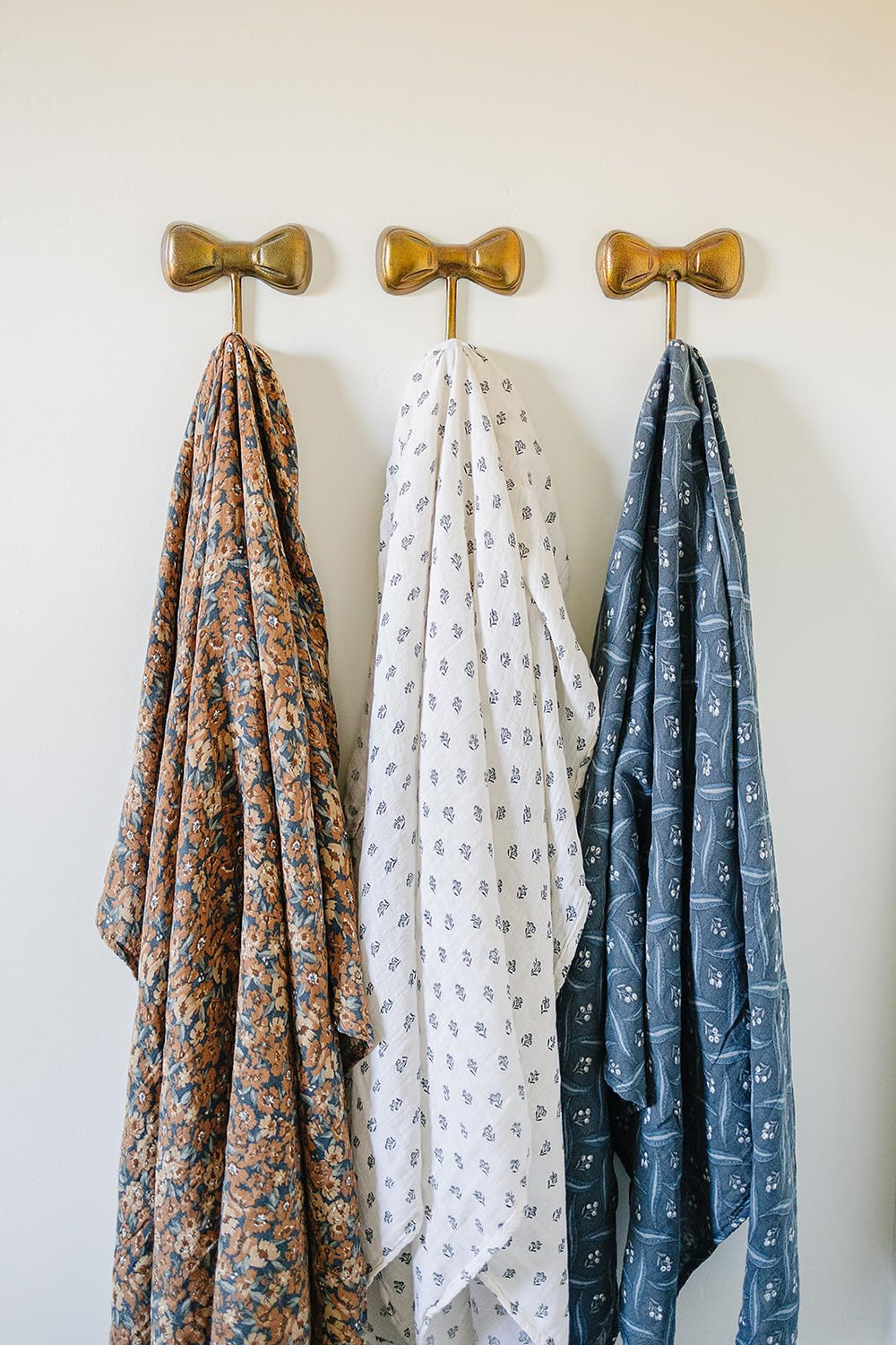 Mebie Baby Venetian Floral Swaddle flat lay showing modern design and nursery-ready look.
