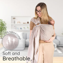 Mebien Ring Sling Sand adjustable-fit ensures comfortable, shared use.