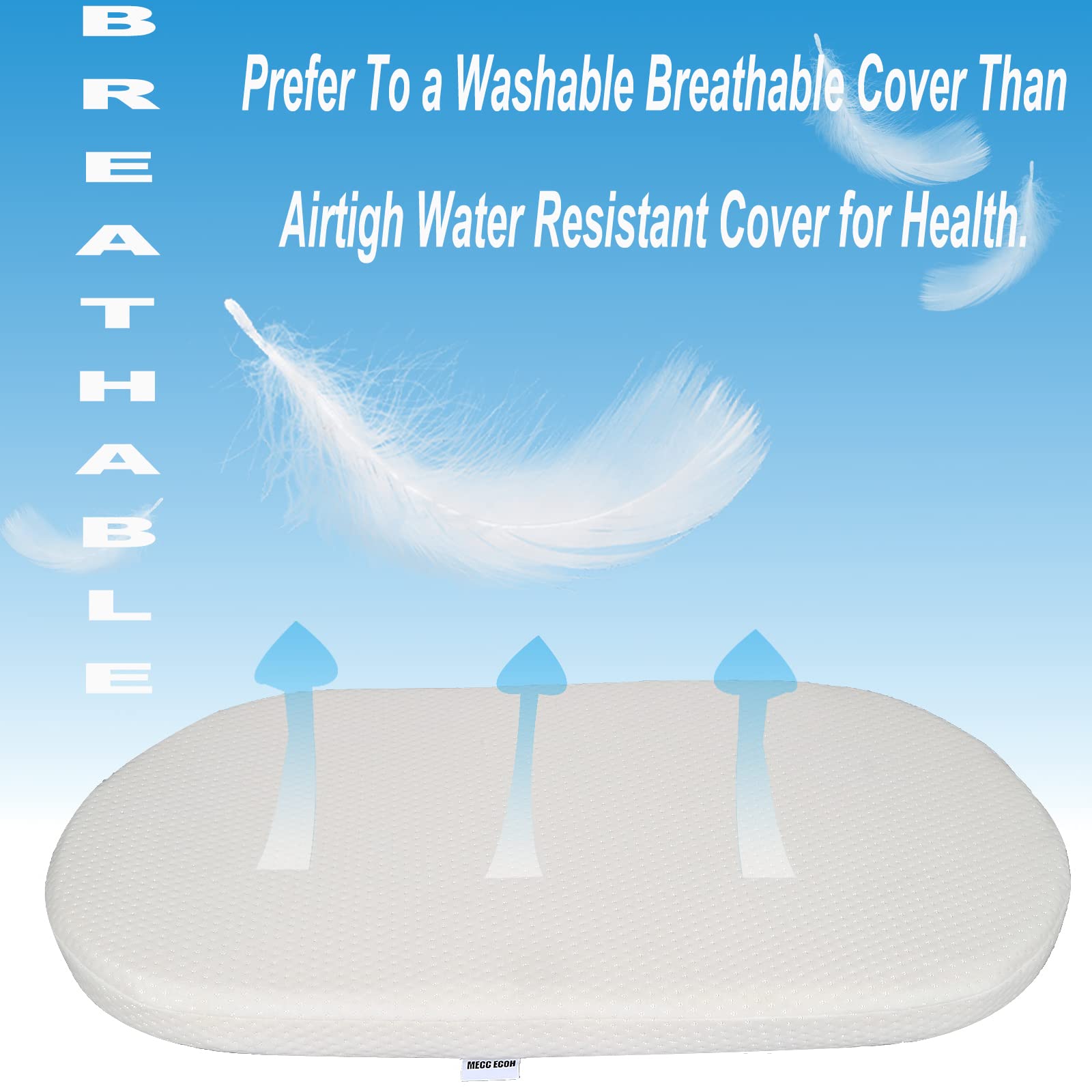 Mecc ecoh bassinet mattrss removable cover is machine washable for busy families.