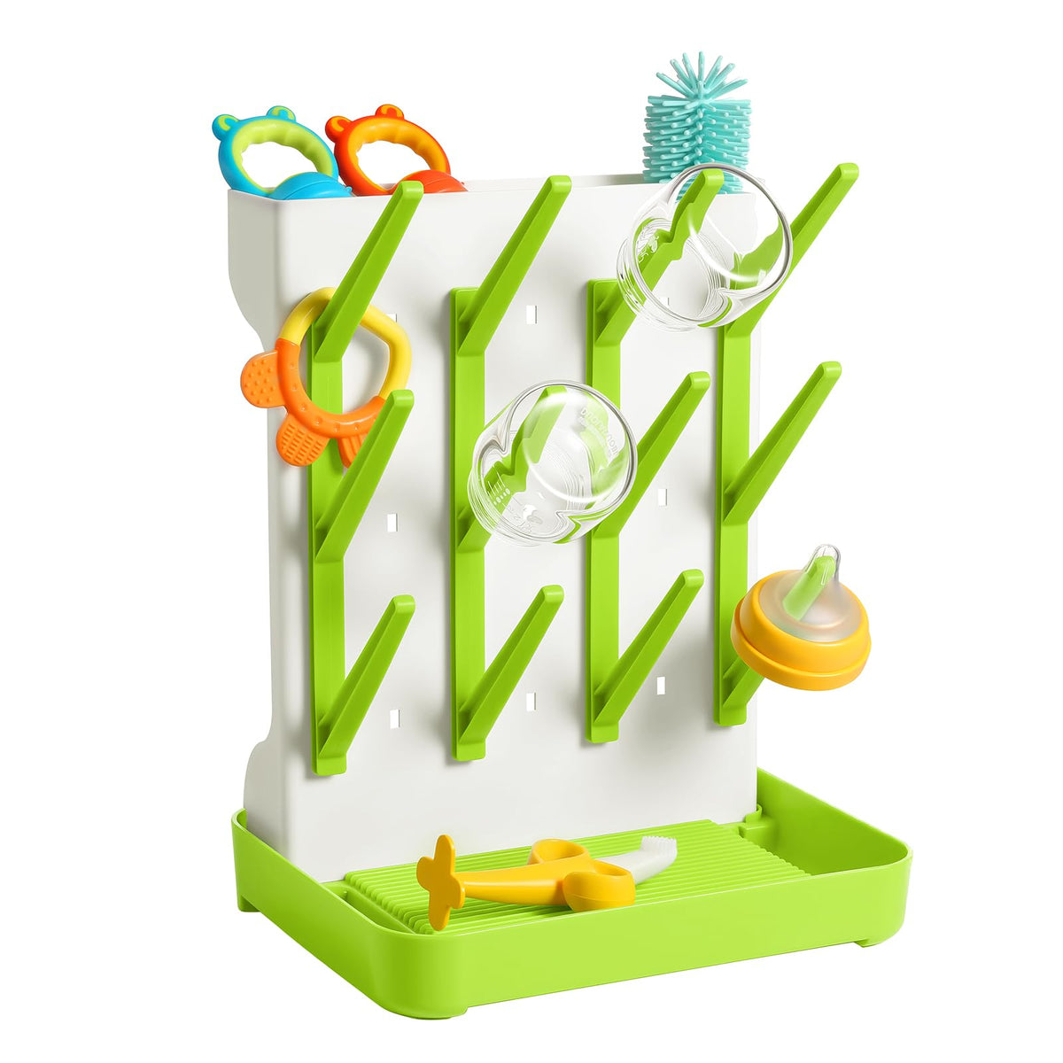 MeCids baby bottle drying rack vertical stand demonstrates space-saving organization for compact kitchens
