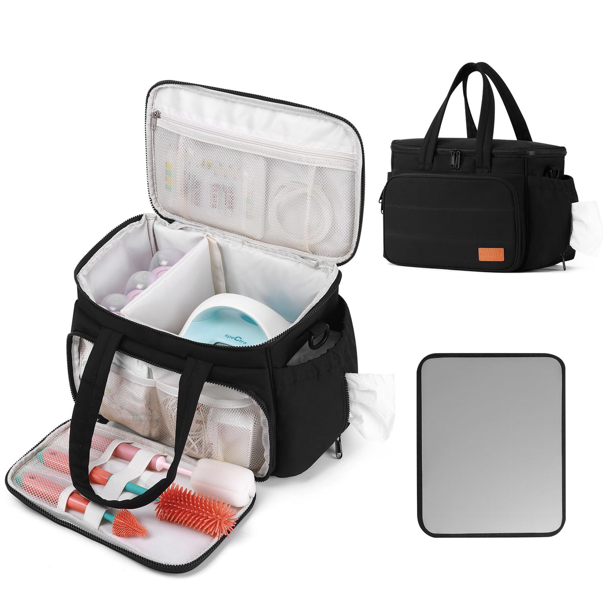 Mecozone Spectra bag with padded-compartment keeps your pump secure during travel.
