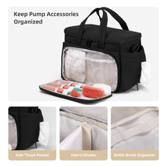 Mecozone Spectra bag shows Velcro divider for organized storage on the go.