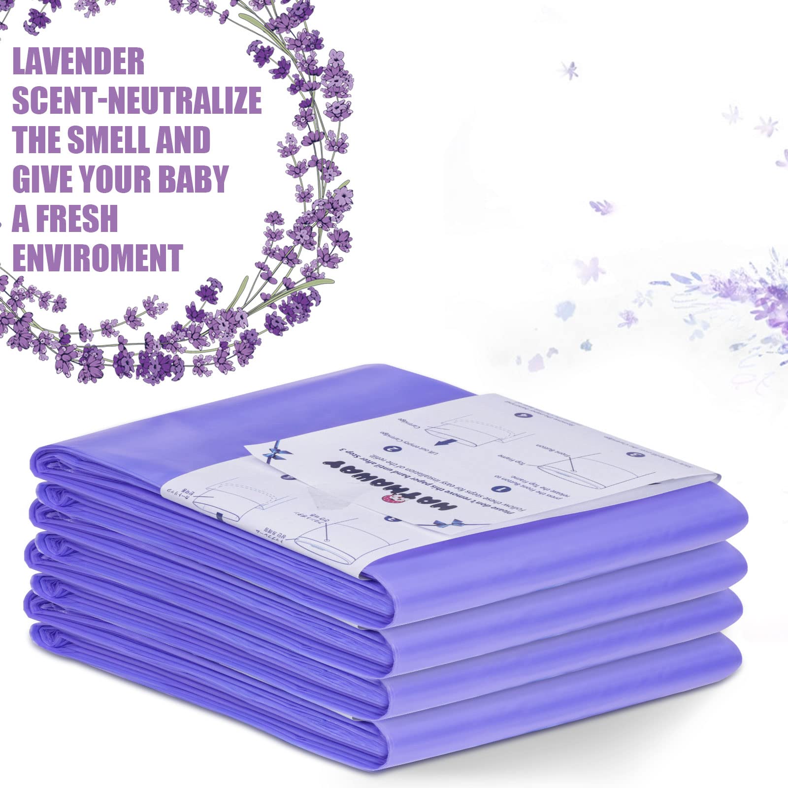MED diaper pail refills unrolled liner demonstrates extended length for fewer trips