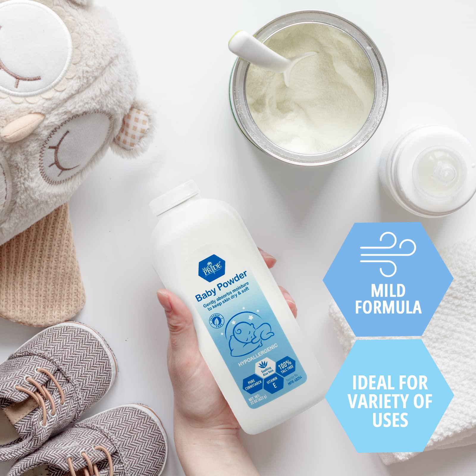 MED PRIDE 22-ounce bottle shown for long lasting diaper time use