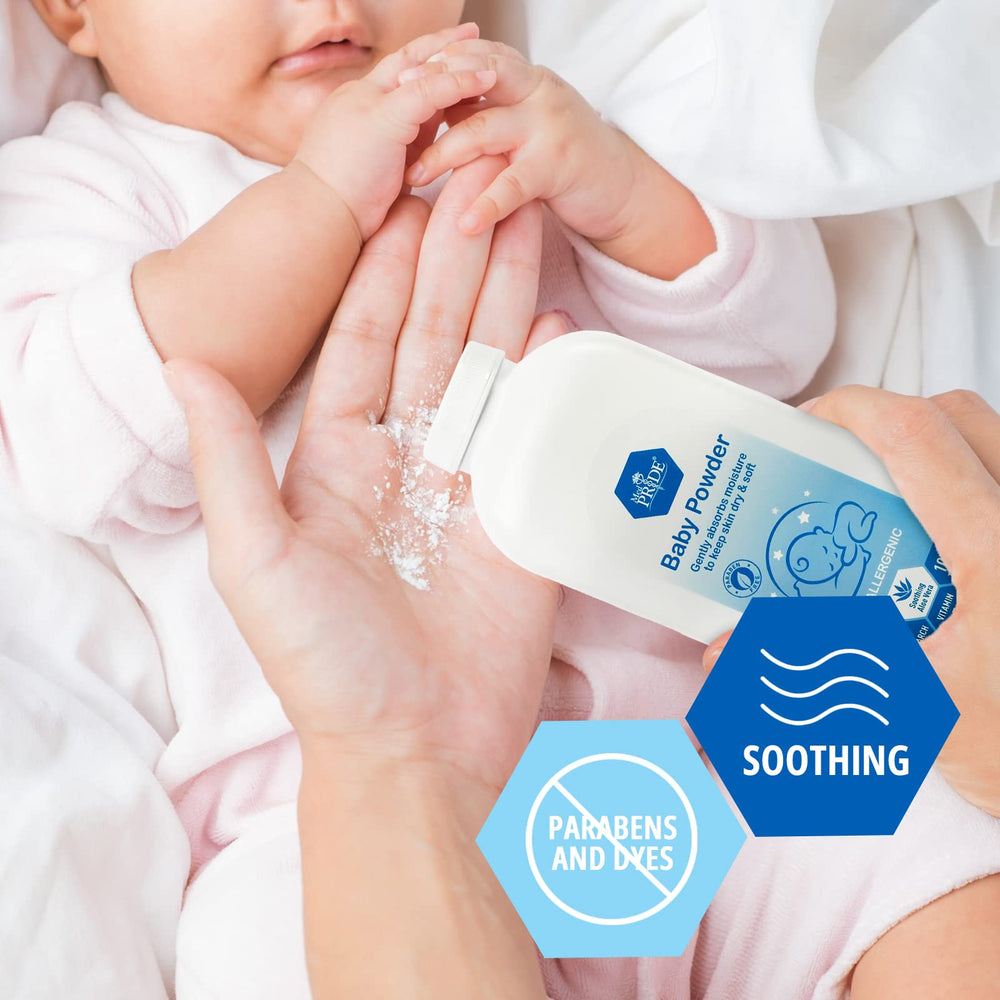 MED PRIDE powder dusting during diaper change for soft, comfortable skin