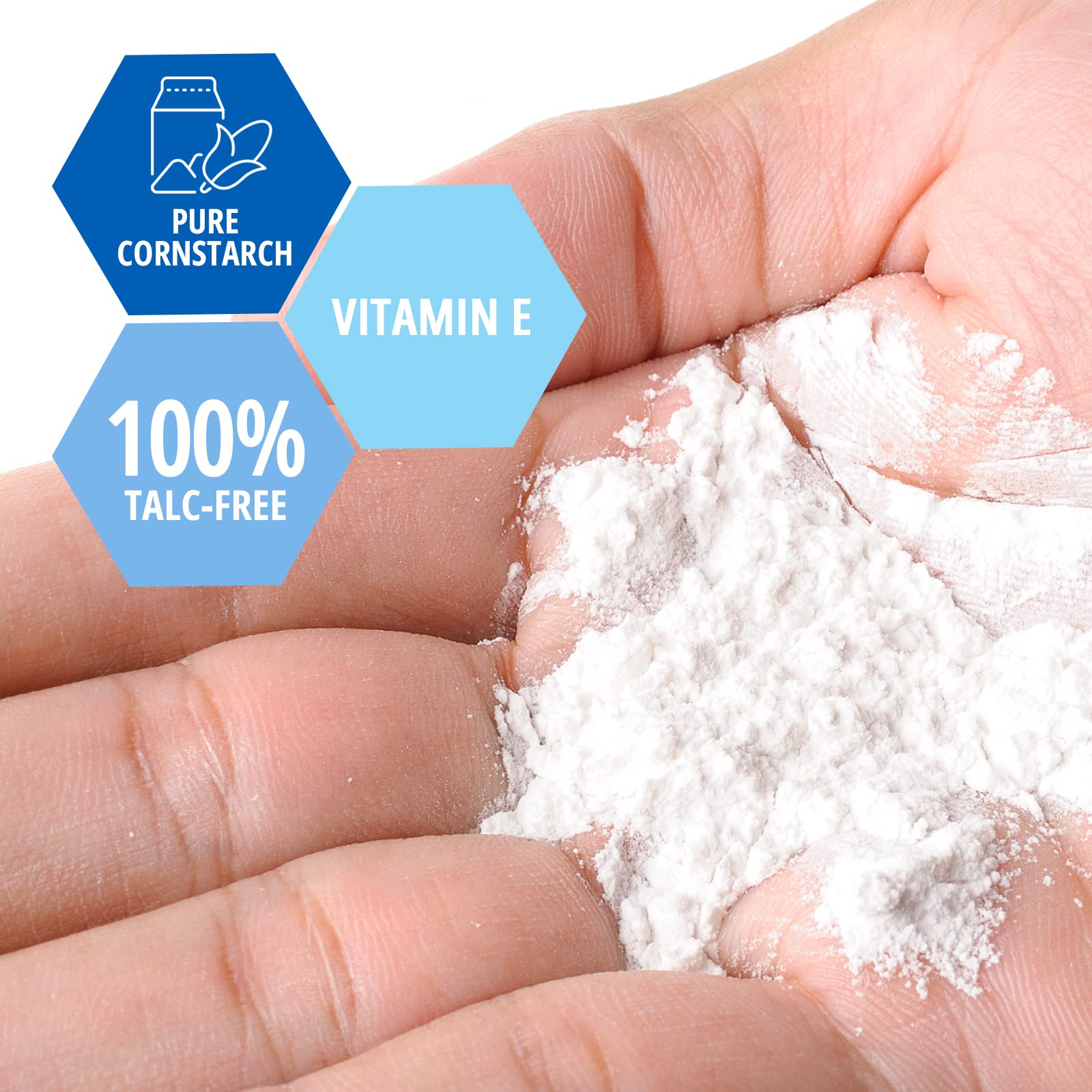 MED PRIDE baby powder label close-up highlighting aloe vera and vitamin E