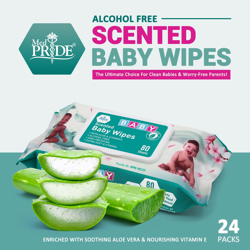MED PRIDE Scented Baby Wipes soft texture close-up highlights gentle touch on baby skin.