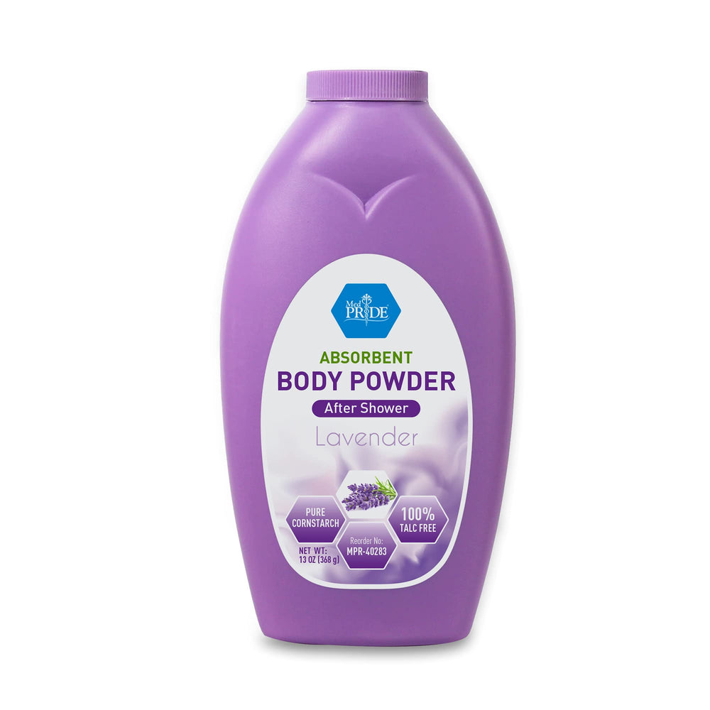 MED PRIDE talc-free cornstarch body powder lavender bottle for daily freshness