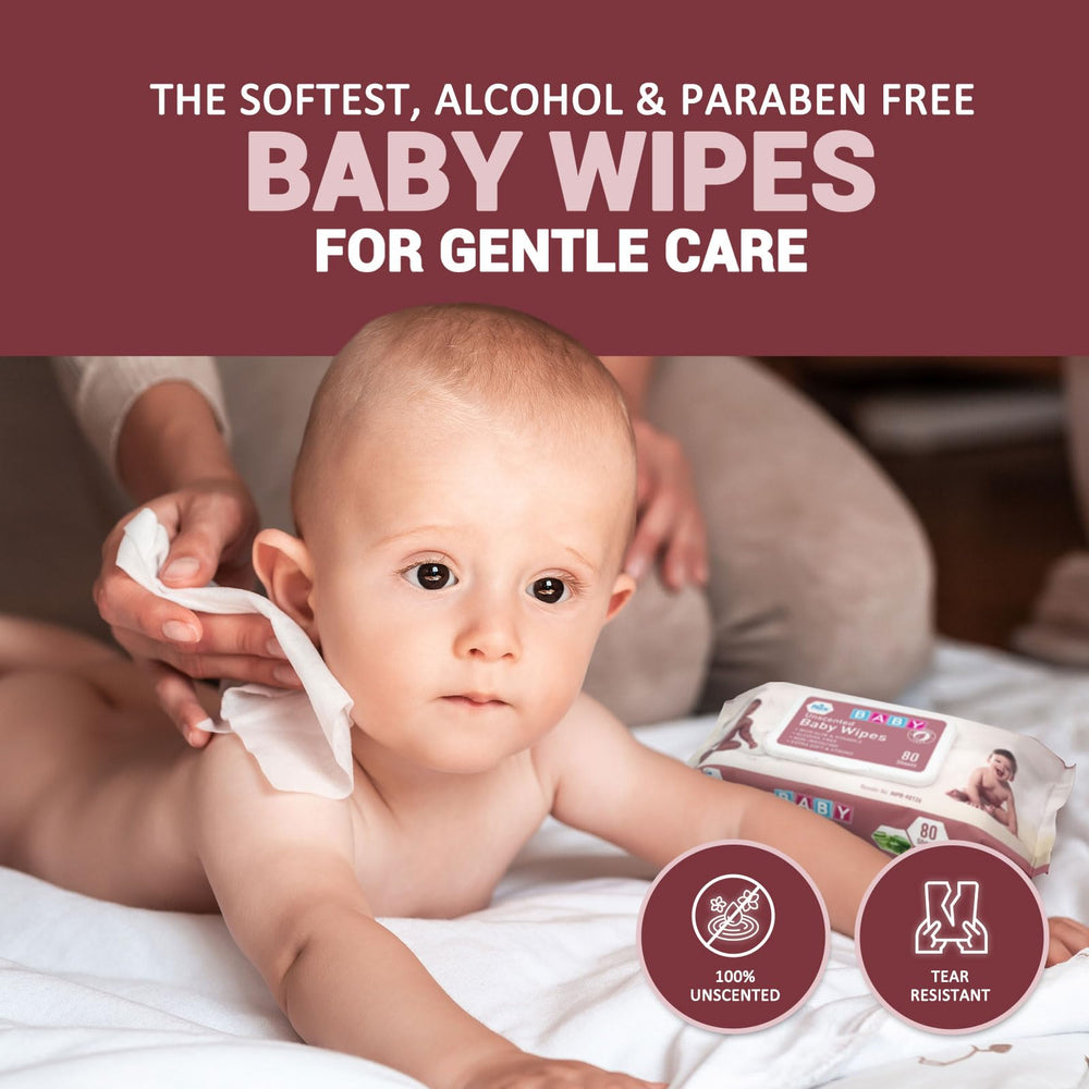 MED PRIDE unscented baby wipes with Aloe Vera and Vitamin E for soothing moisture