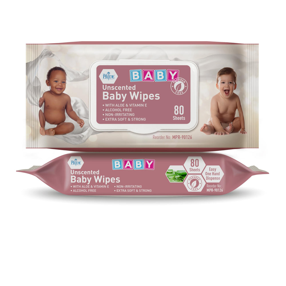 MED PRIDE unscented baby wipes in travel-friendly setup for diaper bag use