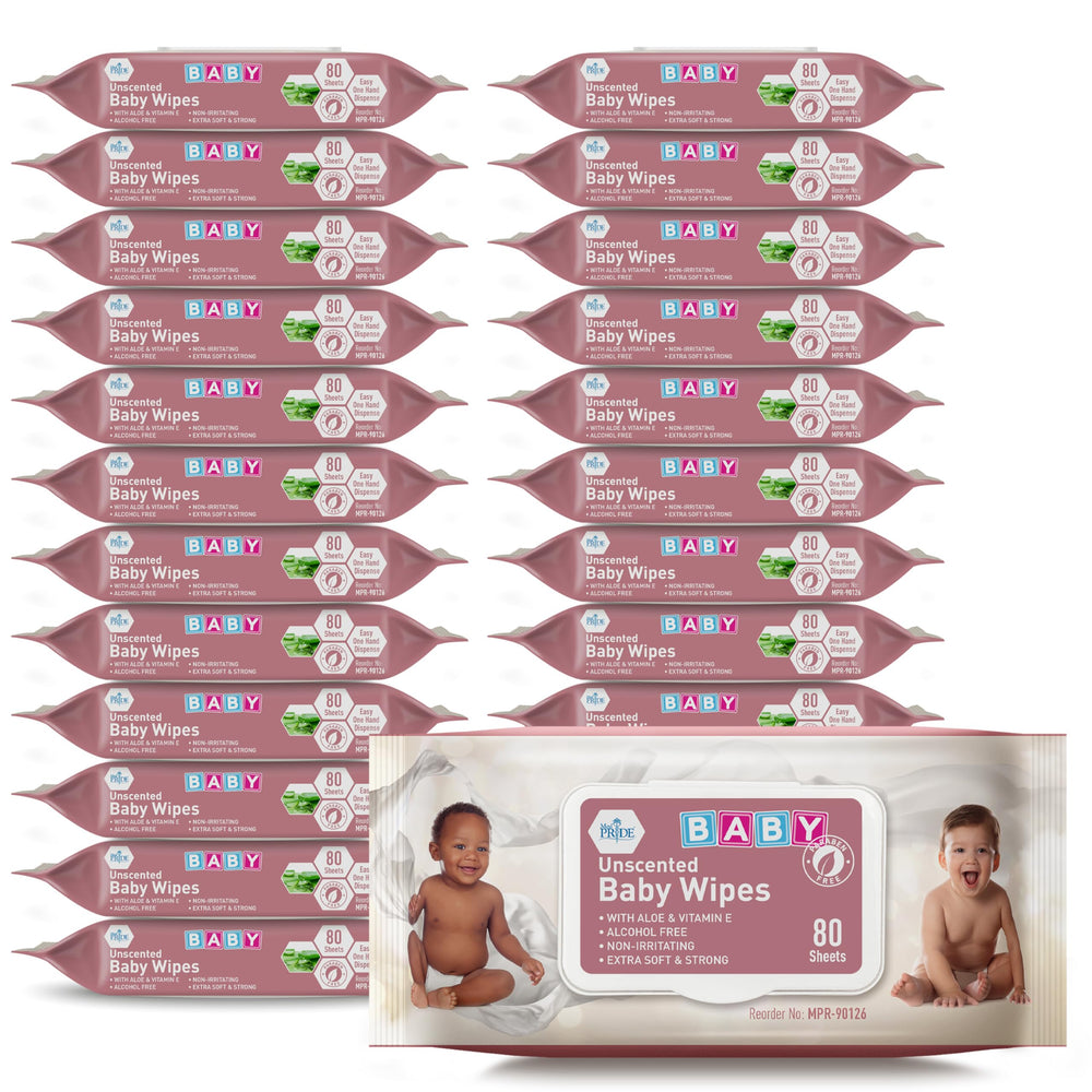 MED PRIDE unscented baby wipes in a dispensing box for quick, gentle diaper changes