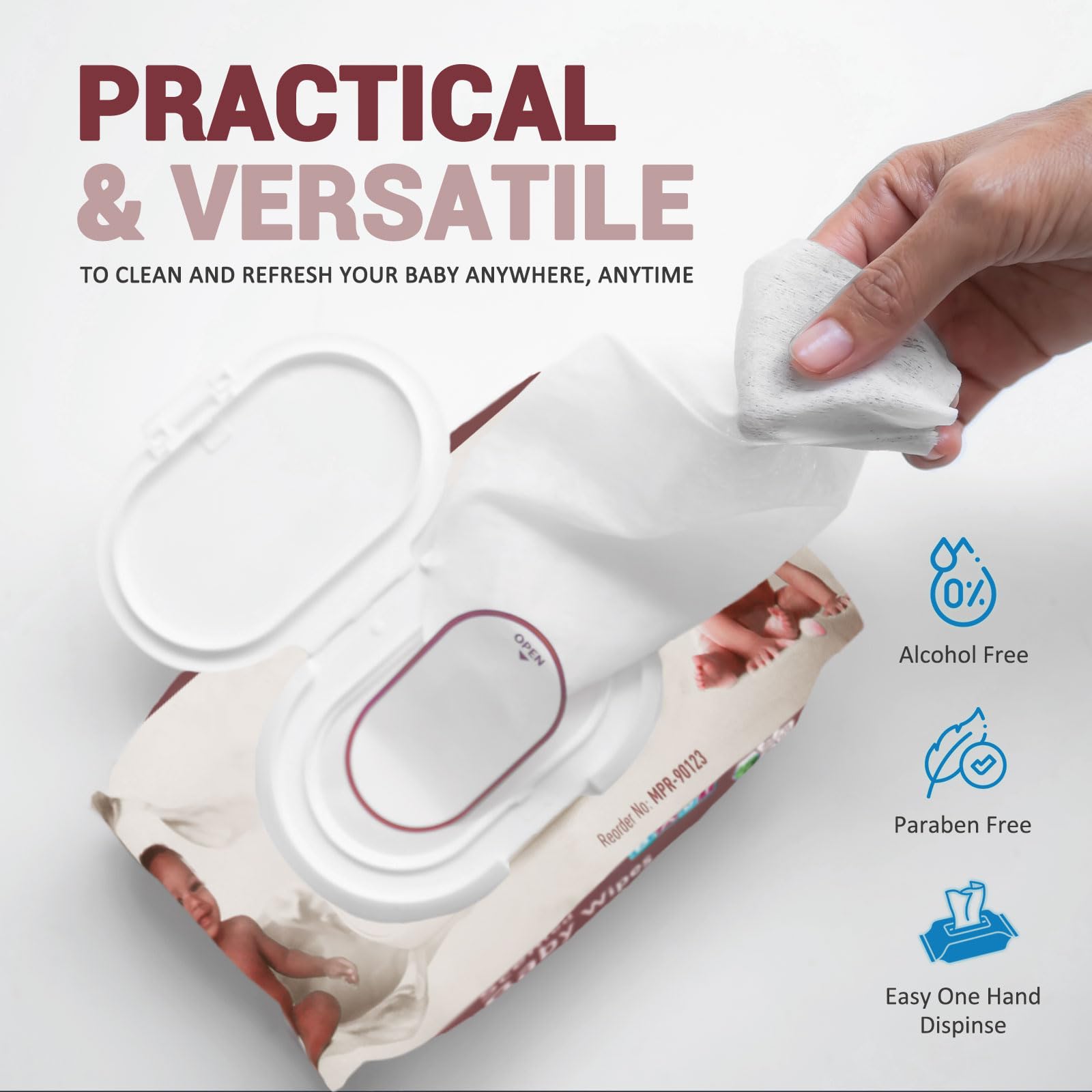 MED PRIDE unscented baby wipes labeled newborn-friendly for sensitive skin care